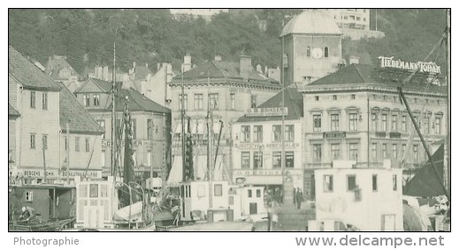 Bergen Harbour Boats Ships Norway Old Photo 1935 - Autres & Non Classés