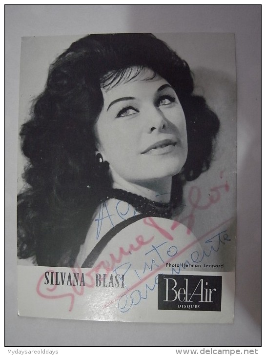 1 FOTO PHOTO - ARTIST MUSIC SILVANA BLASI AUTOGRAPH AUTOGRAPHE SIGNED FRANCE FRENCH (2 SCANS) - Fotos Dedicadas