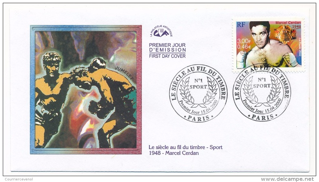 FRANCE => 5 Enveloppes FDC - LE SIECLE AU FIL DU TIMBRE / SPORTS - 15 Avril 2000 Paris - 2000-2009