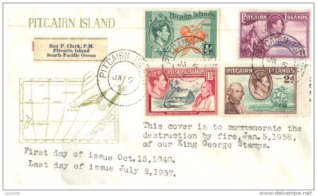 (730) Pitcairn Island FDC Cover  - 1956 - Pitcairn