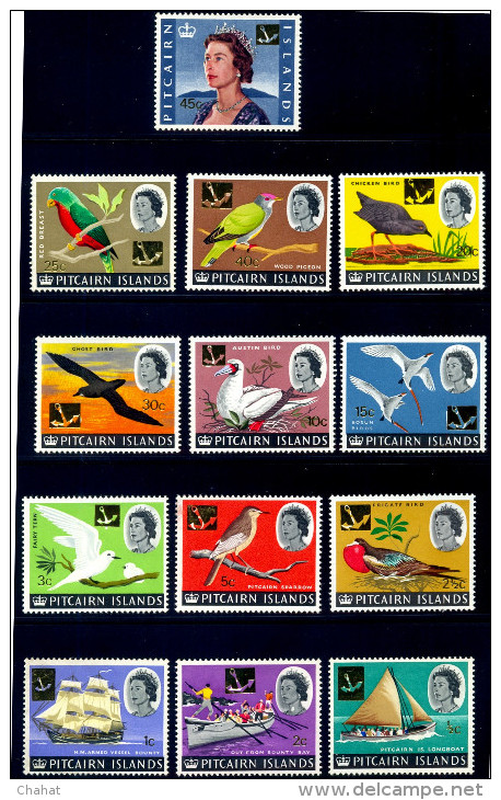 BIRDS-BOATS-QUEEN-OTHERS- PITCAIRN ISLANDS-1967-OVERPRINT-MH SURCHARGED A6-402 - Spechten En Klimvogels