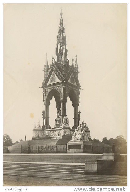 London Albert Memorial Old Albumen Photo 1880 - Old (before 1900)