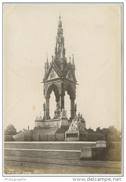 London Albert Memorial Old Albumen Photo 1880 - Old (before 1900)