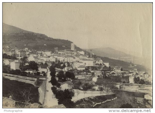 Grasse General View France Old Albumen Photo 1880 - Old (before 1900)