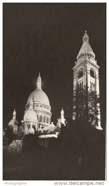 Sacre Coeur Church By Night Old Borremans Photo 1937 - Autres & Non Classés