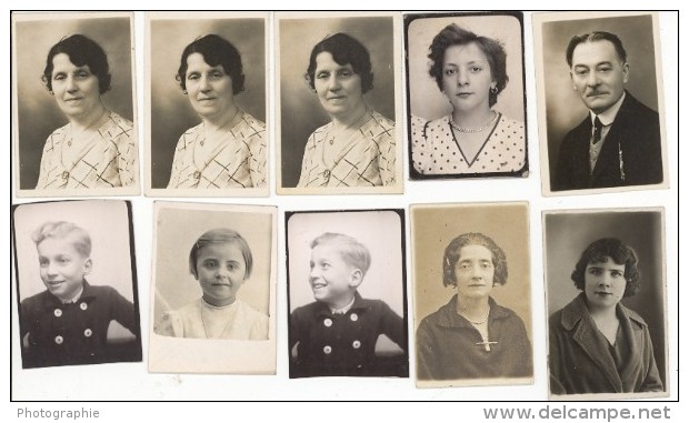 Unusual Set Of 10 ID Photography Photobooth 1930-1950 - Autres & Non Classés