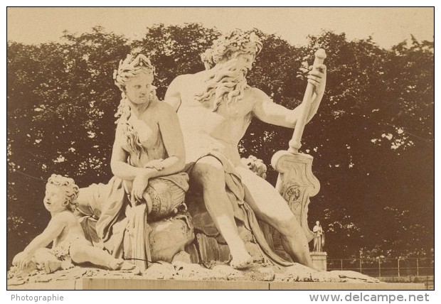 Paris Tuileries Garden Statue France Old Photo 1880' - Old (before 1900)