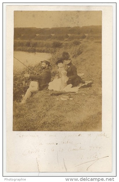 Sunday Fishing Family Day Belgium Old Photo 1888 - Old (before 1900)