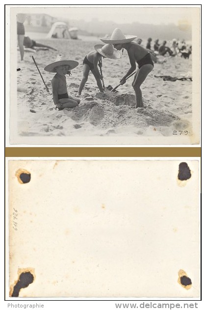 Holiday Beach Play Time France Old Seeberger Photo 1930 - Autres & Non Classés