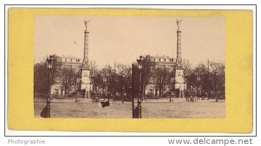 Place Du Chatelet Paris France Ancienne Photo Stereo 1870 - Stereoscopio