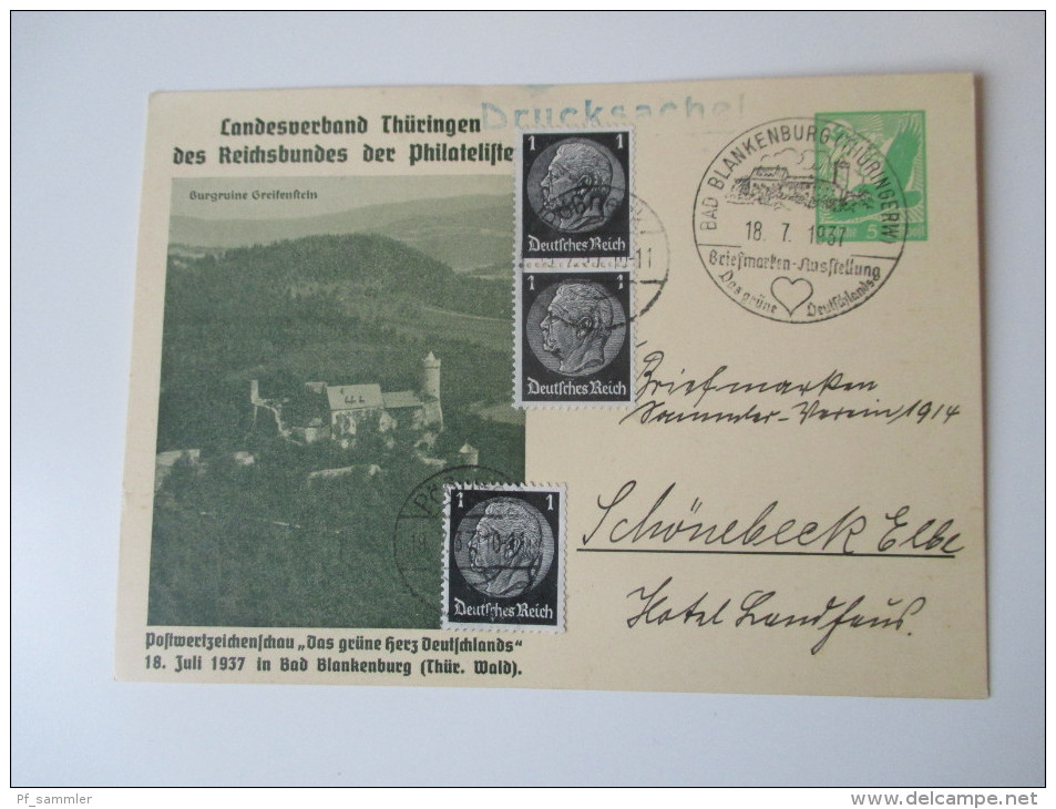 Deutsches Reich Privatganzsachen / GA. 1930er Jahre. 12 Stk. Sonderstempel. MÜPA / Ausstellungen / Philatelistentag