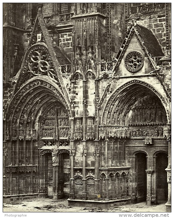 France Bourges Cathedrale Portail Principal Ancienne Photo Bisson 1857 - Other & Unclassified