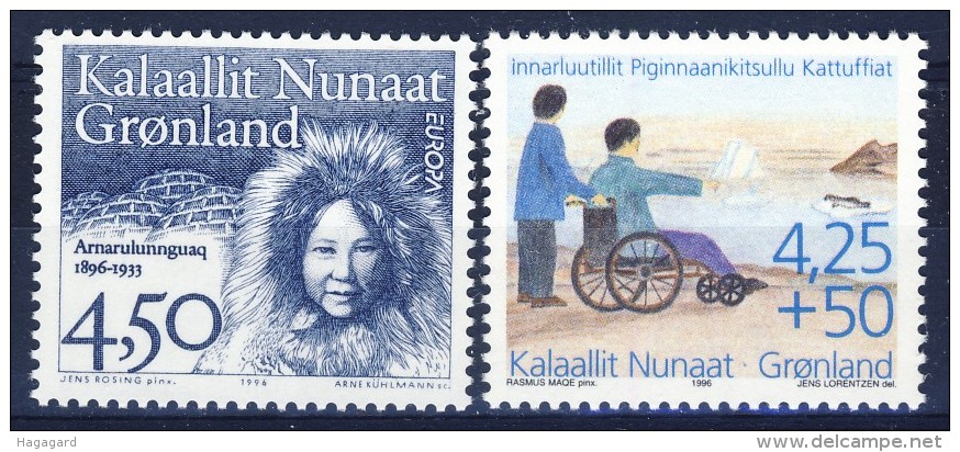 ##Greenland 1996. EUROPE + Disabled Charity. Michel 293 + 296y. MNH(**) - Nuevos