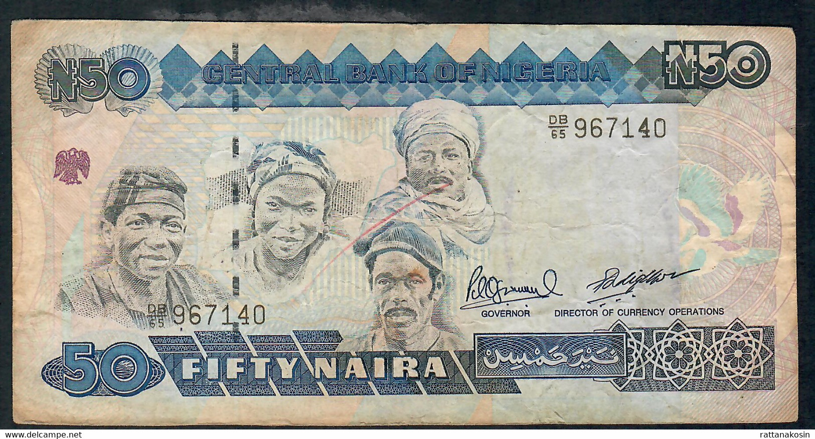 NIGERIA  P27c 50  NAIRA  2007 #DB/65 Signature 13   VF NO P.h. - Nigeria