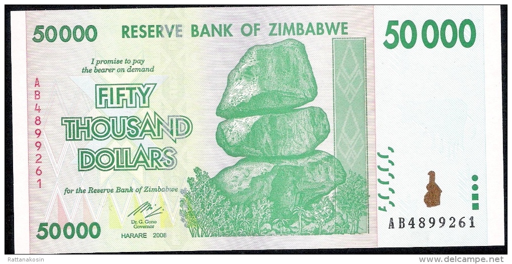 ZIMBABWE   P74 50.000 DOLLARS  2008  #AB Signature 8    UNC. - Simbabwe