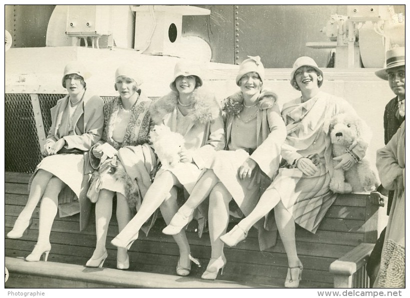 Paquebot Ile De France Dance American Beauties Dancers Ancienne Photo 1930 - Boats
