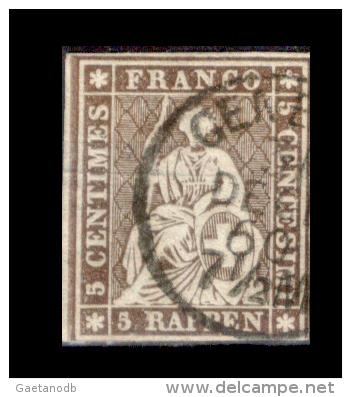 Svizzera-032 - 1854 - 5 Centesimi - Y&T: N. 26c (o) - Bel Esemplare, Privo Di Difetti Occulti. - Gebraucht