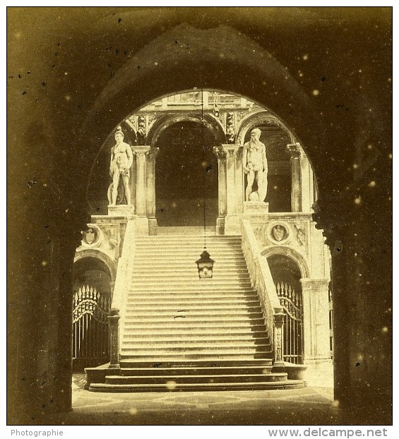 Escalier Des Geants Venise Italie Ancienne Stereo Photo Furne Et Tournier 1859 - Stereoscopic