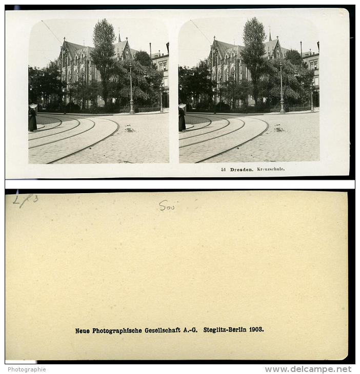Allemagne Dresde Kreuzkirche Ancienne Stereo Photo Stereoscope NPG 1900 - Photos Stéréoscopiques