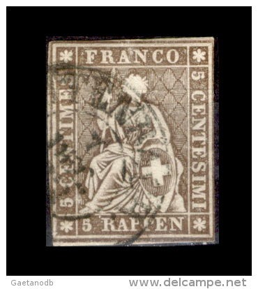 Svizzera-033 - 1854 - 5 Centesimi - Y&T: N. 26c (o) - Bel Esemplare, Privo Di Difetti Occulti. - Used Stamps