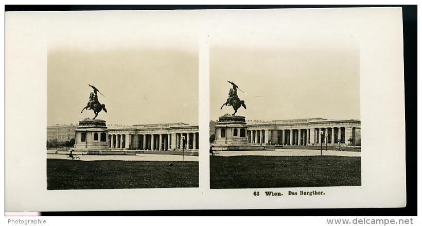 Autriche Vienne Burgtor Ancienne Photo Stereo NPG 1900 - Stereoscopic