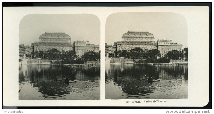 Autriche Hongrie Prague Theatre National Ancienne Photo Stereo NPG 1900 - Photos Stéréoscopiques