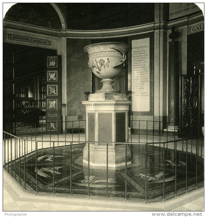 France Paris Musée Du Louvre Rotonde D Apollon Ancienne Photo Stereo NPG 1900 - Stereoscopic