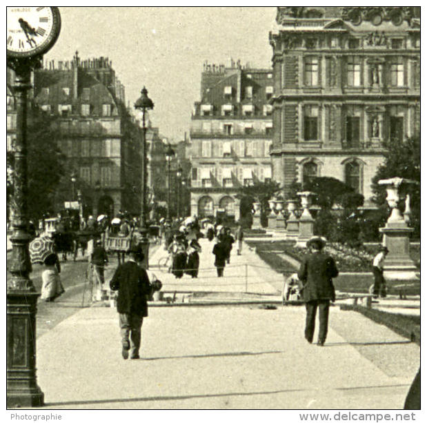 France Paris Instantanée Rue Du Louvre Ancienne Photo Stereo NPG 1900 - Stereoscopic