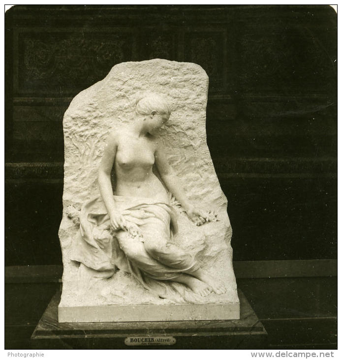 France Paris Musée Du Luxembourg Sculpture Boucher Ancienne Photo Stereo NPG 1900 - Stereoscopic