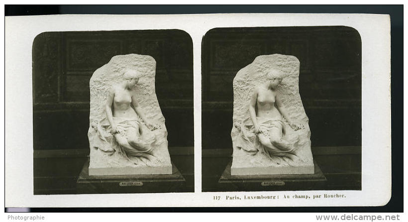 France Paris Musée Du Luxembourg Sculpture Boucher Ancienne Photo Stereo NPG 1900 - Stereoscopic