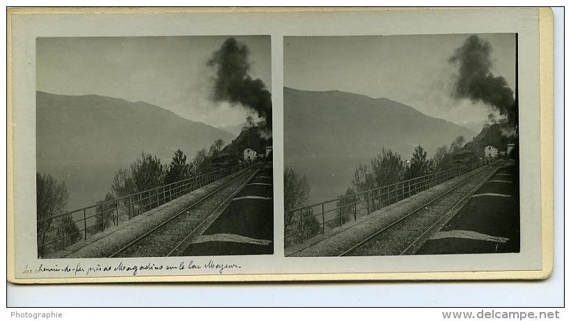 Suisse Alpes Magadino Train Possemiers Ancienne Stereo Photo 1910 - Stereoscopic
