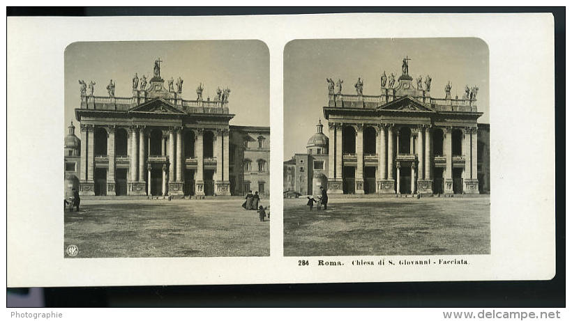 Italie Rome Basilique Saint-Jean-de-Latran Ancienne Photo Stereo NPG 1900 - Stereoscopic