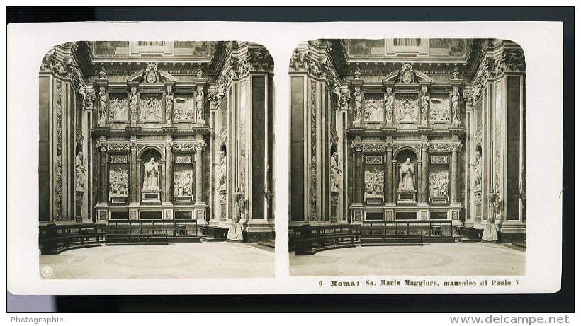 Italie Rome Basilique Sainte-Marie-Majeure Ancienne Photo Stereo NPG 1900 - Photos Stéréoscopiques