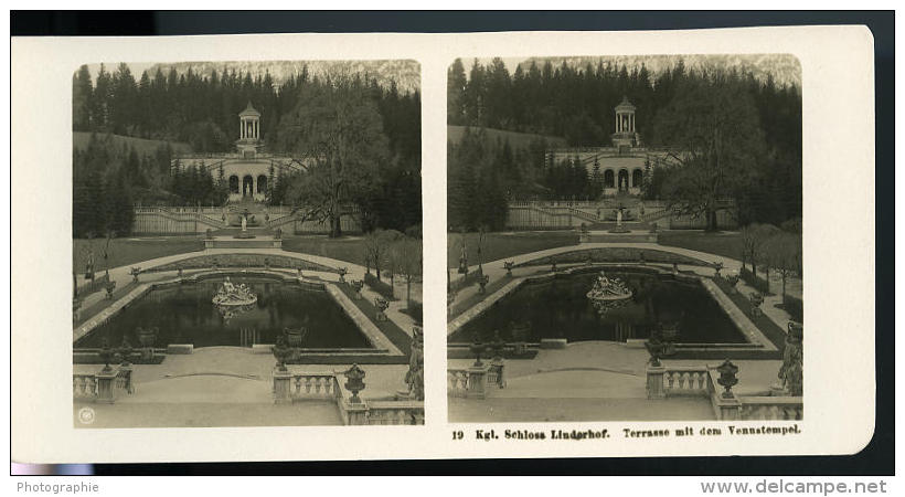 Allemagne Montagne Bavaroise Château De Linderhof Ancienne Photo Stereo NPG 1900 - Stereoscopic