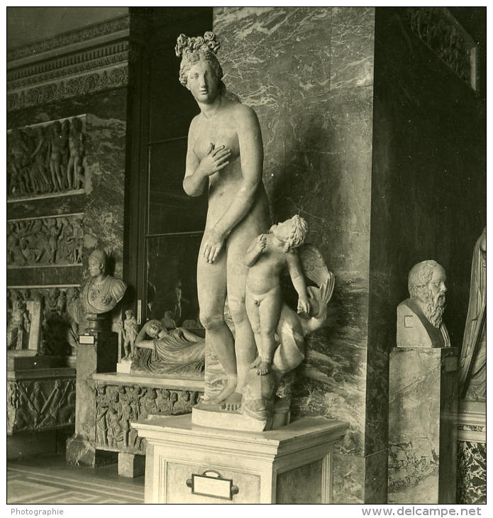 France Paris Musée Du Louvre Sculpture Venus Ancienne NPG Stereo Photo 1900 - Stereoscopic