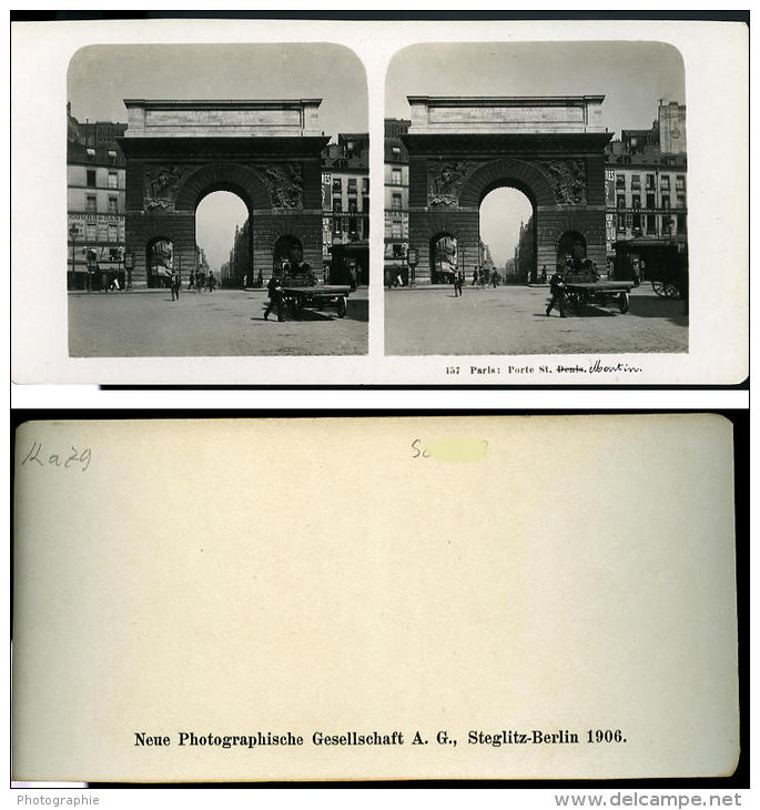 France Paris Porte Saint Martin Ancienne NPG Stereo Photo 1900 - Photos Stéréoscopiques