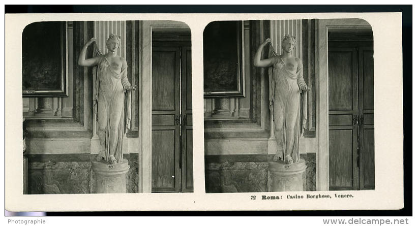 Italie Rome Villa Borghese Interieur Ancienne NPG Stereo Photo 1900 - Stereoscopic