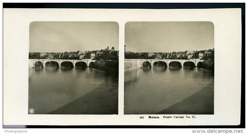 Italie Rome Pont Cavour Ancienne NPG Stereo Photo 1900 - Stereoscopic