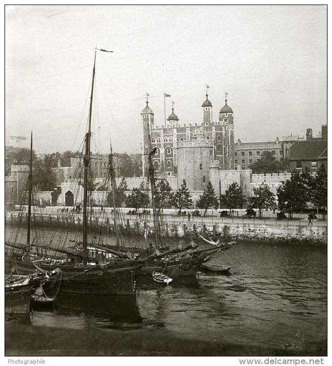 Royaume Uni Londres Tour De Londres Thames Ancienne Rotary Stereo Photo 1900 - Stereoscopic