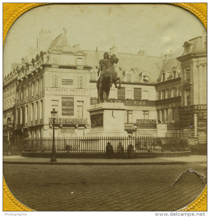 France Paris Place Des Victoires Ancienne Photo Stereo Tissue 1865 - Photos Stéréoscopiques