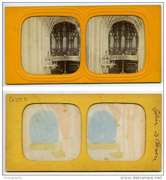 Italie Carrare Eglise Ancienne Photo Stereo Tissue 1865 - Stereoscopic