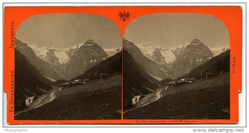 Italie Stilfs Stelvio Trafoi Ancienne Photo Stereo Unterberger 1890 - Photos Stéréoscopiques