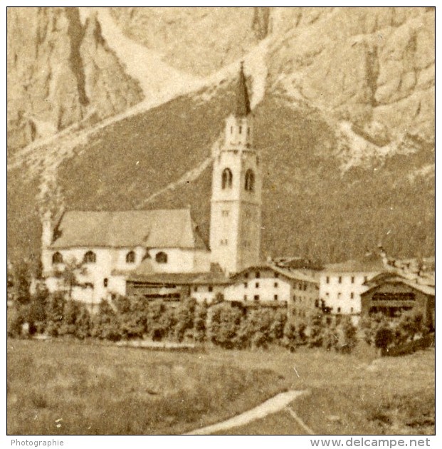 Italie Cortina Ampezzo Panorama Ancienne Photo Stereo Gratl 1890 - Stereoscopic