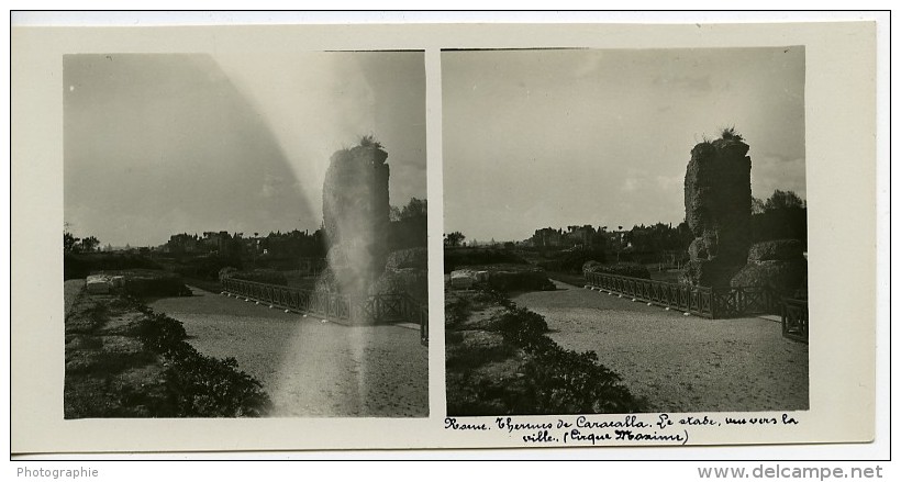 Italie Rome Thermes De Caracalla Ruines Ancienne Photo Stereo Possemiers 1908 - Stereoscopic