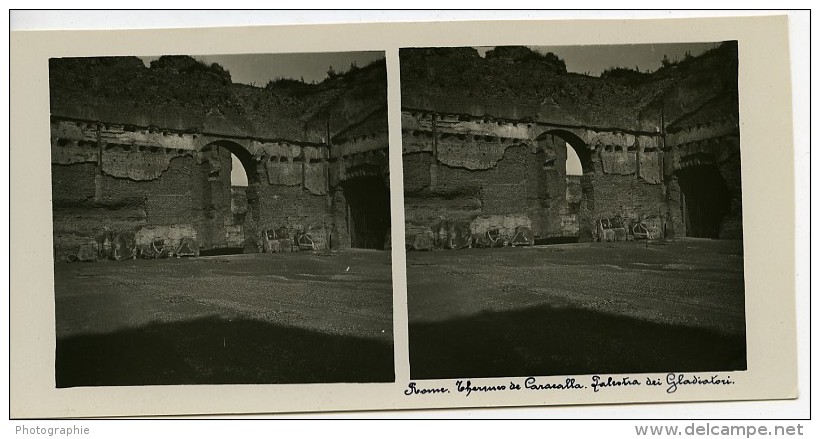 Italie Rome Thermes De Caracalla Ruines Ancienne Photo Stereo Possemiers 1908 - Stereoscopic