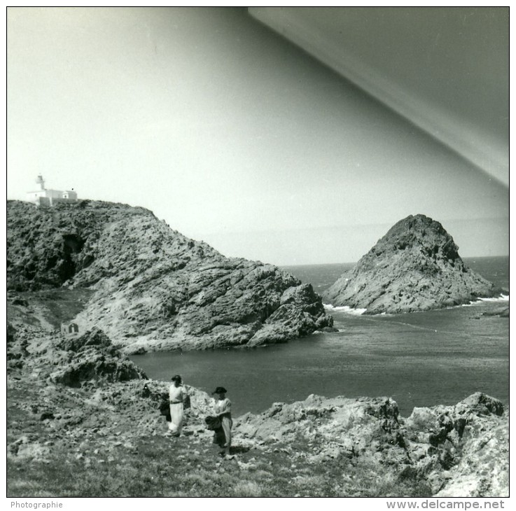 France Corse Ile Rousse Rocher Du Phare Ancienne Stereo Photo Amateur 1920 - Photos Stéréoscopiques