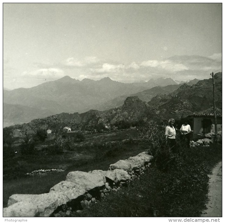 France Corse Col De Lavo Panorama Ancienne Stereo Photo Amateur 1920 - Photos Stéréoscopiques