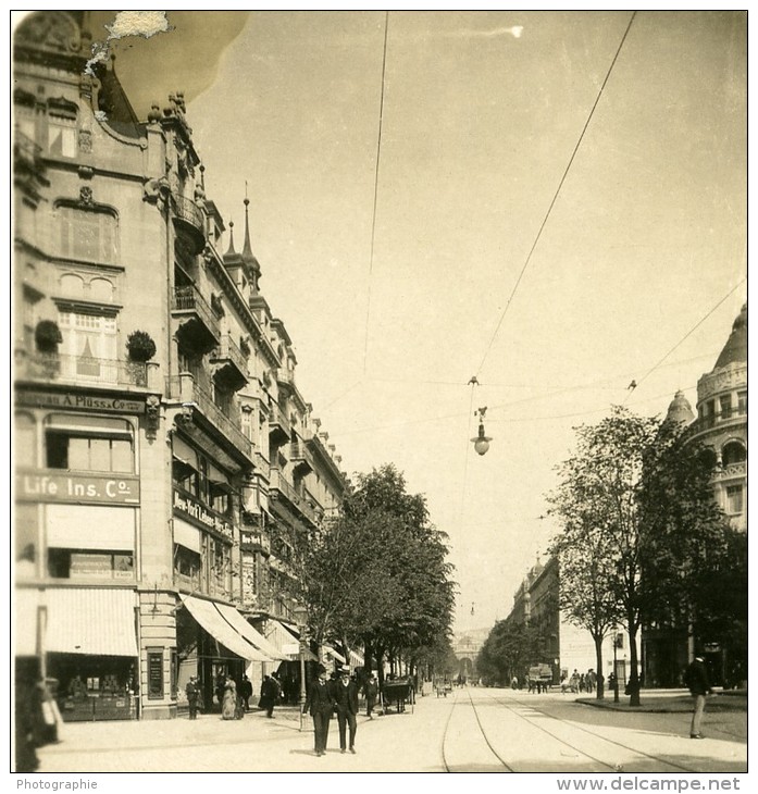 Suisse Zurich Tramway Ancienne NPG Stereo Photo 1906 - Photos Stéréoscopiques