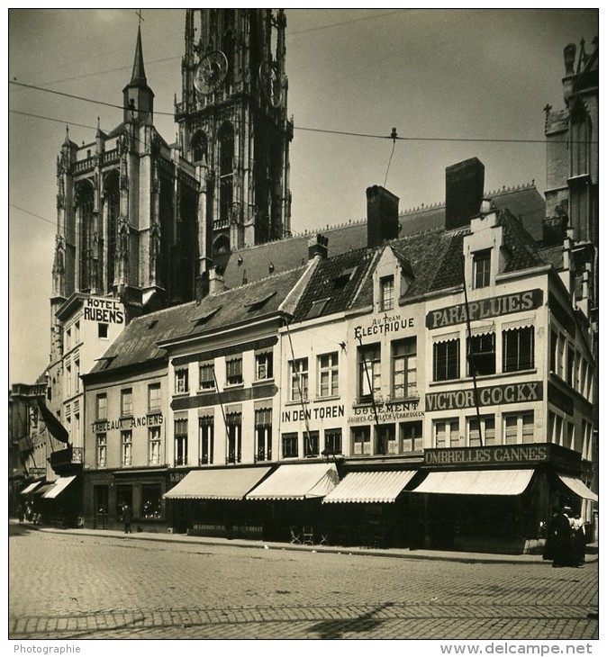 Belgique Port D Anvers Rue Aqueduc Ancienne NPG Stereo Photo 1906 - Photos Stéréoscopiques