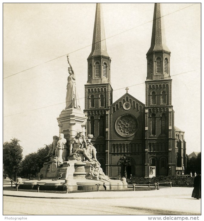 Belgique Port D Anvers Eglise St Joseph Ancienne NPG Stereo Photo 1906 - Stereo-Photographie